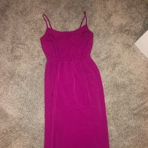 pink maxi dress with leg slits